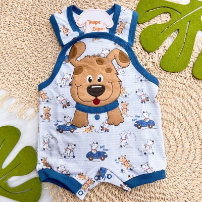 Banho de Sol Bordado - Cachorrinho - Azul Jeans